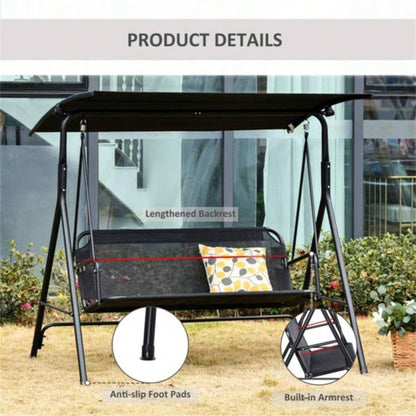 2 - Outdoor Patio Swing Chair - Black Prohibited by