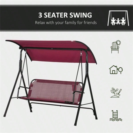 3 - Outdoor Patio Swing Chair - Wine Red Prohibited by