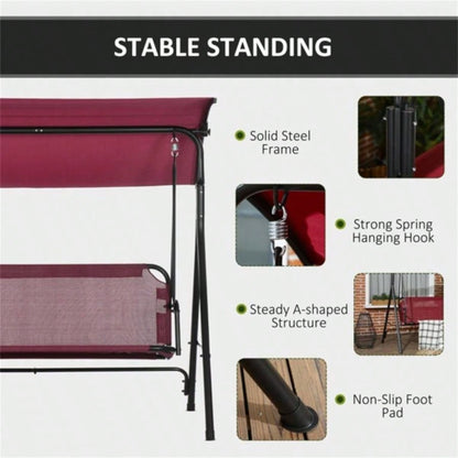 3 - Outdoor Patio Swing Chair - Wine Red Prohibited by