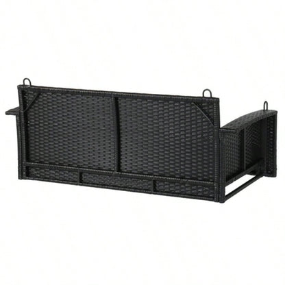 49in Black Rattan Blue Cushion Rattan Swing Chairwithout frame