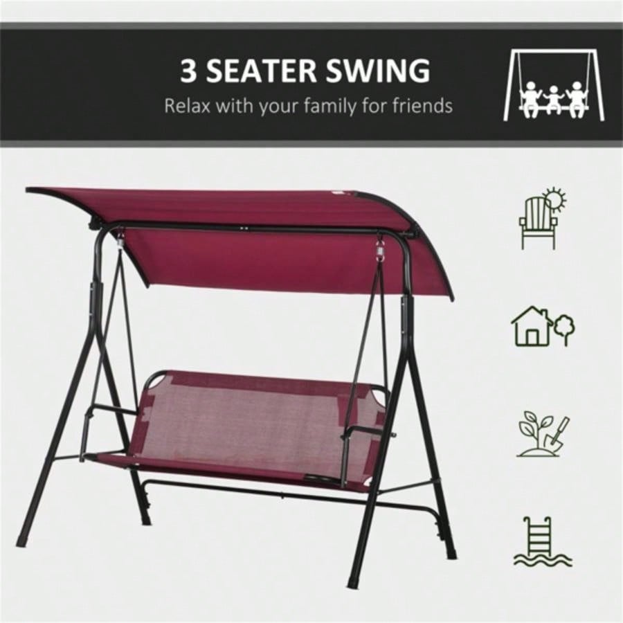 3 - Outdoor Patio Swing Chair - Wine Red Prohibited by