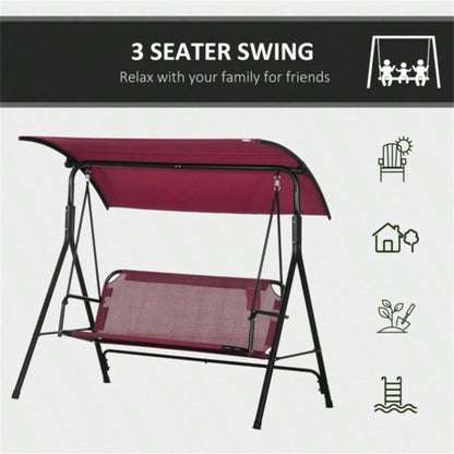 3 - Outdoor Patio Swing Chair - Wine Red Prohibited by