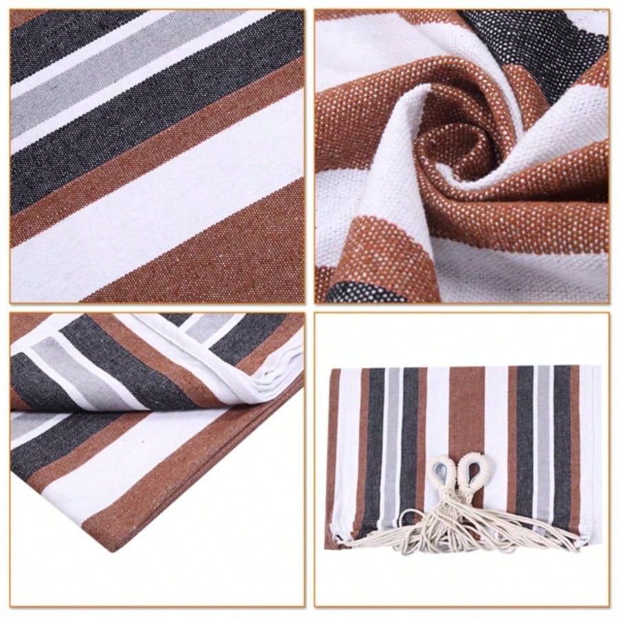 Professional Black Silver Flowers Hammock Stand with Polyester Coffee Stripe Hammock