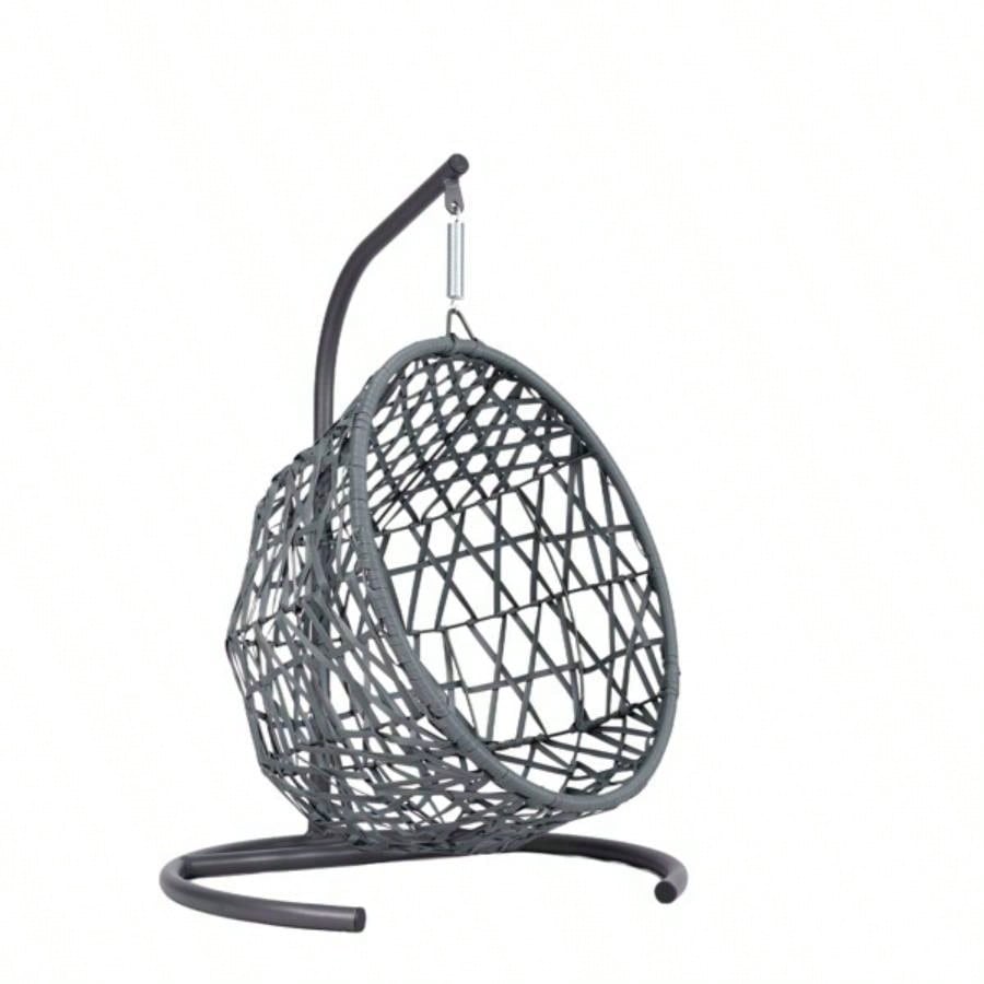 Swing Bed with Stand Cushion, Chair with Rattan Wicker Appearance, Indoor Hanging Swinging Bed Cats, Small Dogs, and Small Animals, Gray