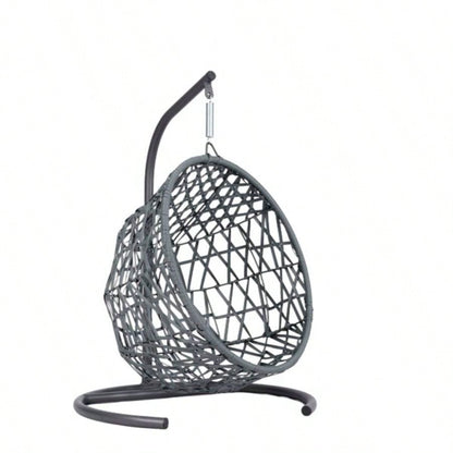 Swing Bed with Stand Cushion, Chair with Rattan Wicker Appearance, Indoor Hanging Swinging Bed Cats, Small Dogs, and Small Animals, Gray