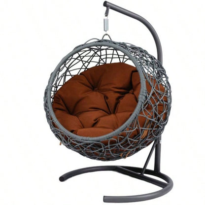 Swing Bed with Stand Cushion, Chair with Rattan Wicker Appearance, Indoor Hanging Swinging Bed Cats, Small Dogs, and Small Animals, Brown