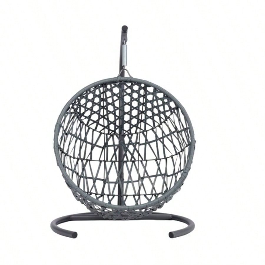 Swing Bed with Stand Cushion, Chair with Rattan Wicker Appearance, Indoor Hanging Swinging Bed Cats, Small Dogs, and Small Animals, Gray