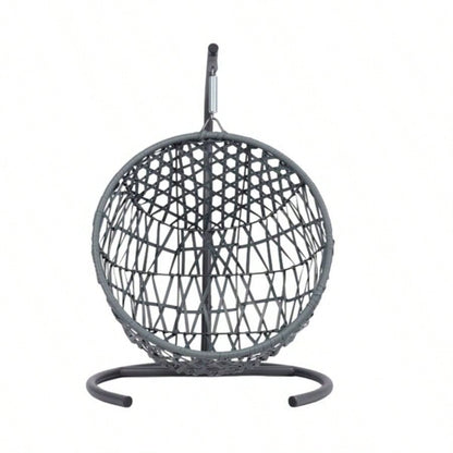 Swing Bed with Stand Cushion, Chair with Rattan Wicker Appearance, Indoor Hanging Swinging Bed Cats, Small Dogs, and Small Animals, Gray