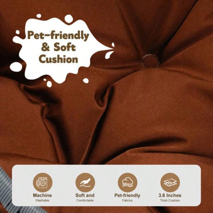 Swing Bed with Stand Cushion, Chair with Rattan Wicker Appearance, Indoor Hanging Swinging Bed Cats, Small Dogs, and Small Animals, Brown