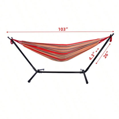 Portable Outdoor Polyester Hammock Set Red