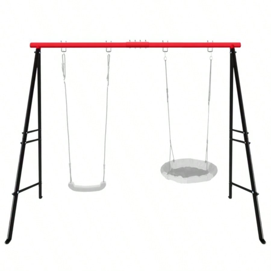 Swing Stand Frame, Swing Set Frame Both Kids and Adults, 500 Lbs Heavy - Duty Metal A - Frame Backyard Swing Indoor Outdoor, RedFrame Only