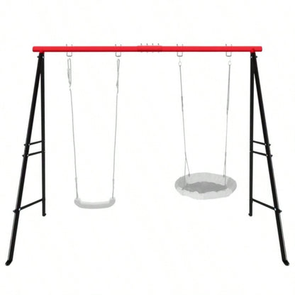 Swing Stand Frame, Swing Set Frame Both Kids and Adults, 500 Lbs Heavy - Duty Metal A - Frame Backyard Swing Indoor Outdoor, RedFrame Only