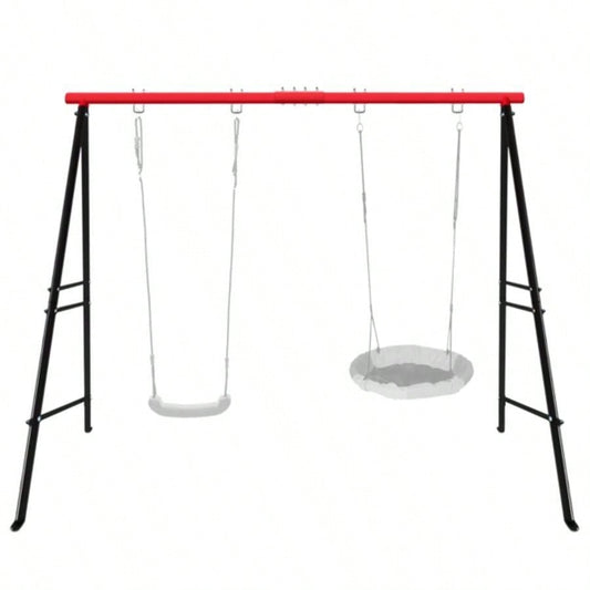 Swing Stand Frame, Swing Set Frame Both Kids and Adults, 500 Lbs Heavy - Duty Metal A - Frame Backyard Swing Indoor Outdoor, RedFrame Only