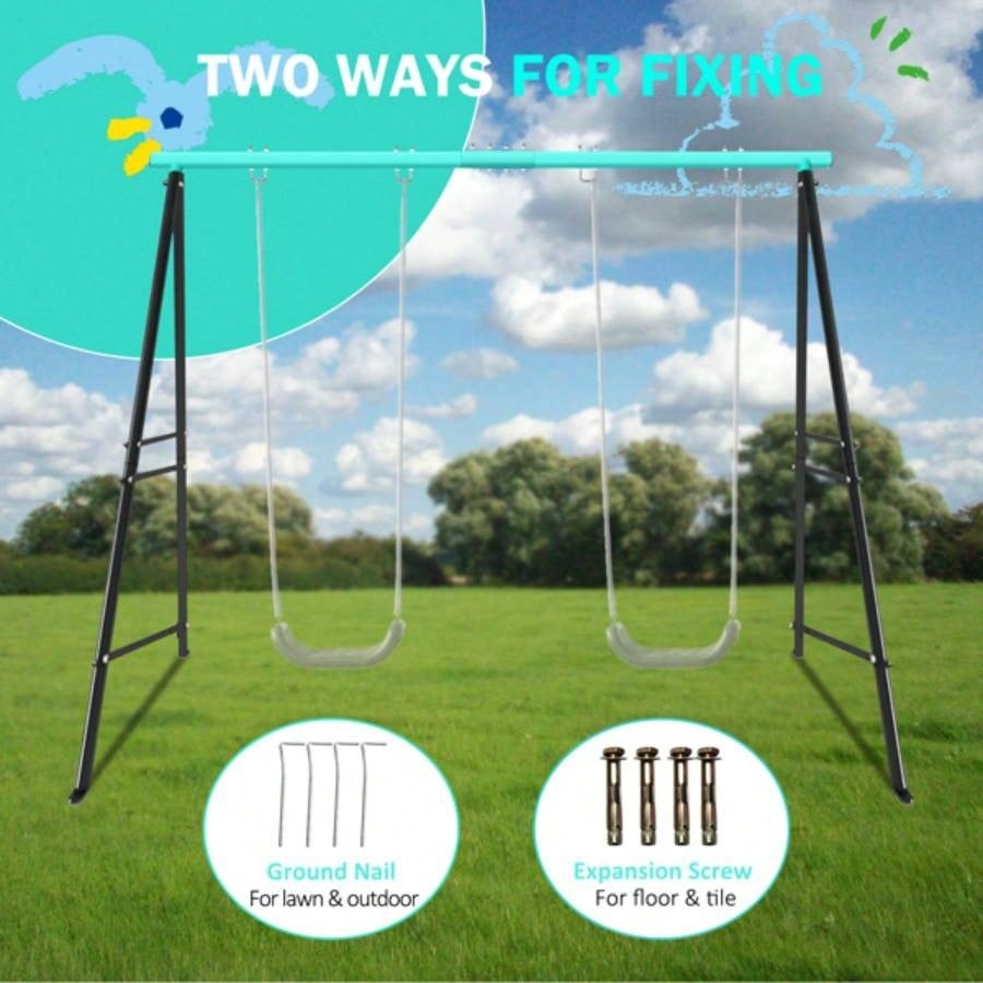 Swing Stand Frame, Swing Set Frame Both Kids and Adults, 500 Lbs Heavy - Duty Metal A - Frame Backyard Swing Indoor Outdoor, GreenFrame Only