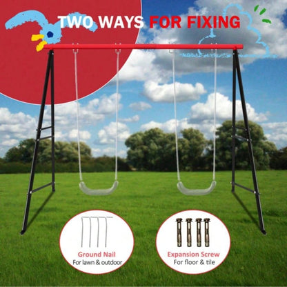 Swing Stand Frame, Swing Set Frame Both Kids and Adults, 500 Lbs Heavy - Duty Metal A - Frame Backyard Swing Indoor Outdoor, RedFrame Only