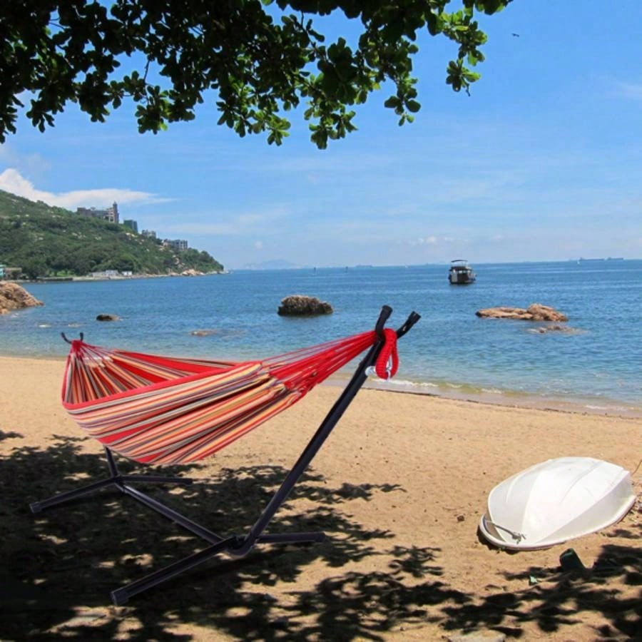 Portable Outdoor Polyester Hammock Set Red