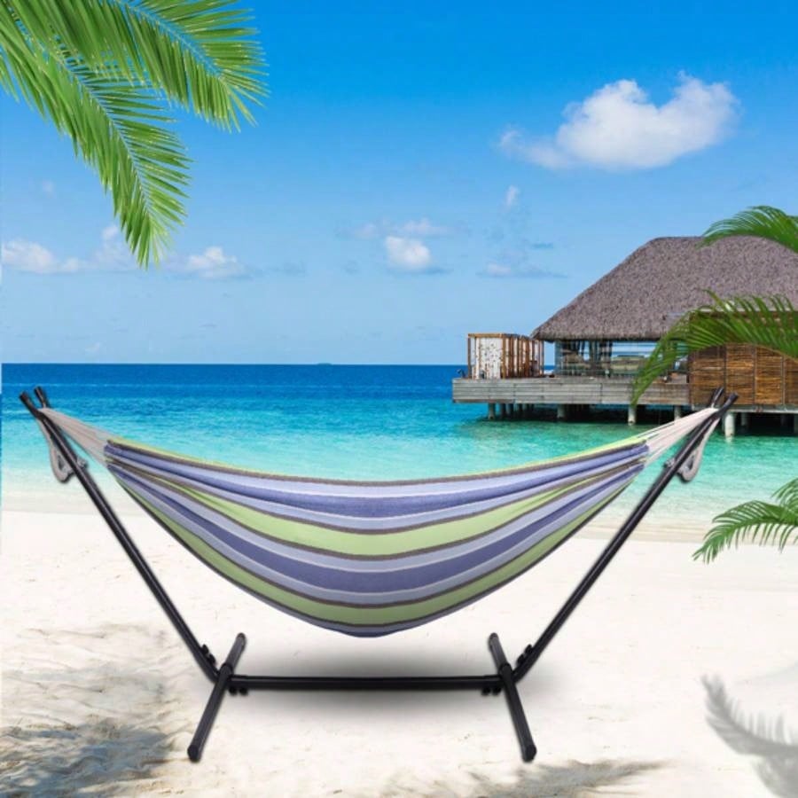 Portable Outdoor Polyester Hammock Set Green