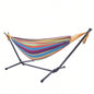Portable Outdoor Polyester Hammock Set Black Background Silver Flower Colorful
