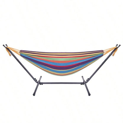 Portable Outdoor Polyester Hammock Set Black Background Silver Flower Colorful