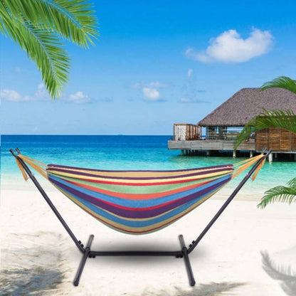 Portable Outdoor Polyester Hammock Set Black Background Silver Flower Colorful