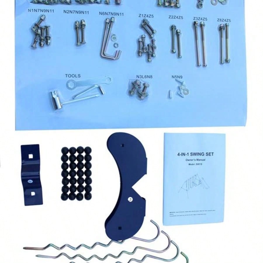 A - Frame Metal Swing Set/ Slide Blue, Green, Orange