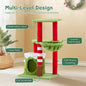 32in Scratching Posts Tower with Condo and Hammock, Themed Plush Tree with Massage Brush, Activity Center Indoor Cats