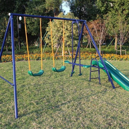 A - Frame Metal Swing Set/ Slide Blue, Green, Orange