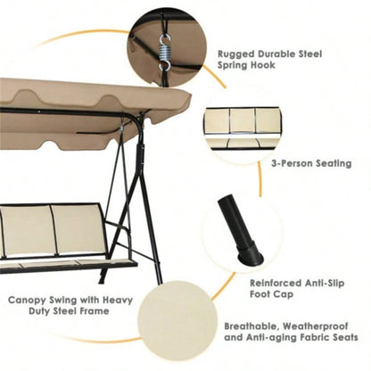 3 - person garden swing Brown