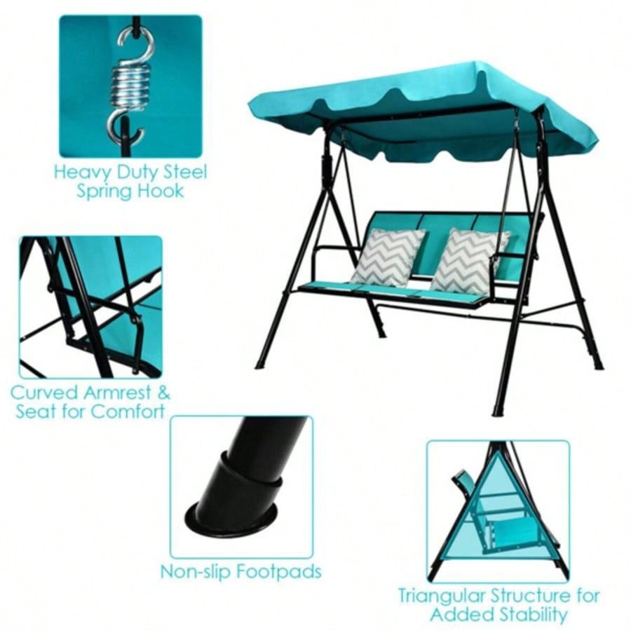 3 - person garden swing Blue