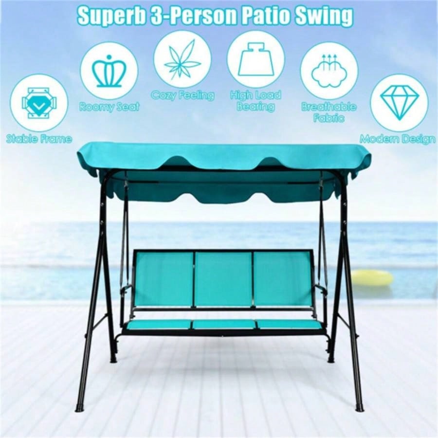 3 - person garden swing Blue