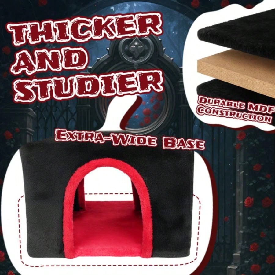 53 Large Tree, Gothic Tower with Padded Perch, Spacious Condo, Comfy Hammock, Scratching Post, Hanging Toy Indoor Cats, Red Black