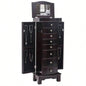 Jewelry Armoire with Mirror, 8 Drawers 16 Necklace Hooks, 2 Side Swing DoorsBrown