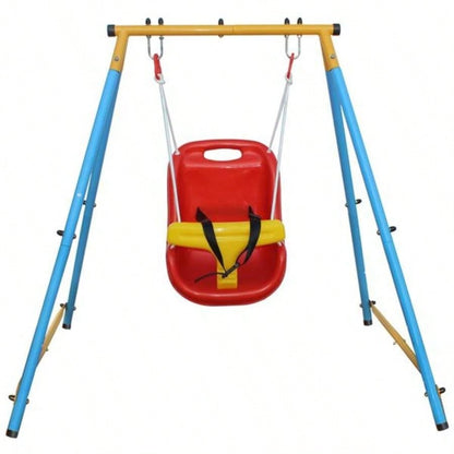 Toddler Indoor/Outdoor Metal Swing Set with Safety Belt Backyard