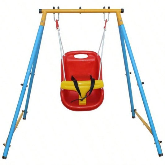 Toddler Indoor/Outdoor Metal Swing Set with Safety Belt Backyard