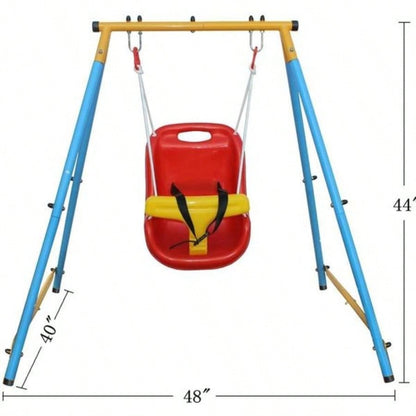 Toddler Indoor/Outdoor Metal Swing Set with Safety Belt Backyard