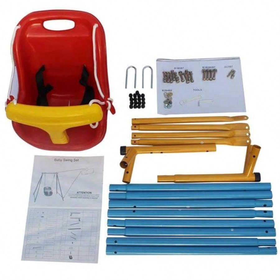 Toddler Indoor/Outdoor Metal Swing Set with Safety Belt Backyard
