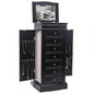 Jewelry Armoire with Mirror, Drawers 24 Necklace Hooks, 2 Side Swing DoorsBlack