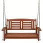 112*53*52cm 500lbs With Chain Double Wooden Swing Reddish Brown