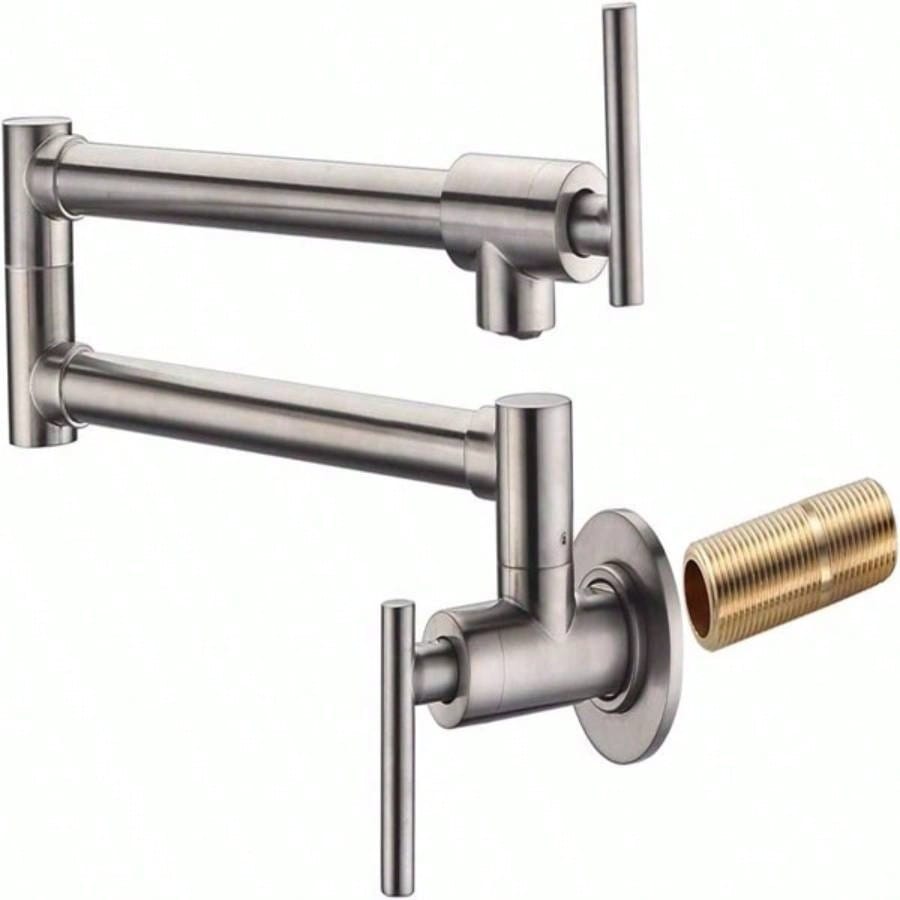 Pot Filler Faucet Wall Mount, Brushed Nickel and Dual Swing Joints DesignUnable ship on weekends, fedex