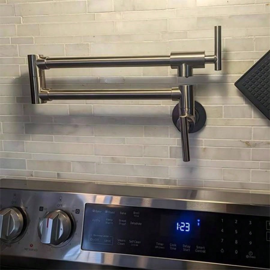 Pot Filler Faucet Wall Mount, Brushed Nickel and Dual Swing Joints DesignUnable ship on weekends, fedex