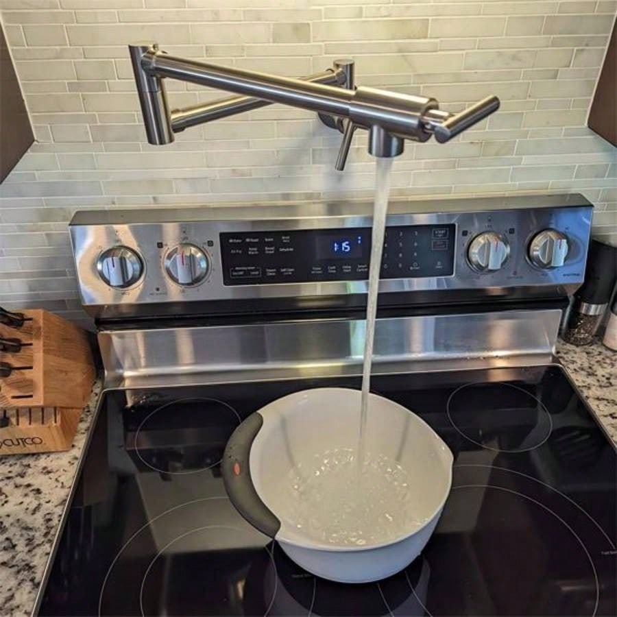 Pot Filler Faucet Wall Mount, Brushed Nickel and Dual Swing Joints DesignUnable ship on weekends, fedex