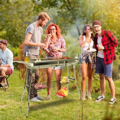16.7x10x17.7in Portable Charcoal Grill Foldable BBQ Suitcase Grill Shelf Outdoor Camping Picnics Garden Grilling