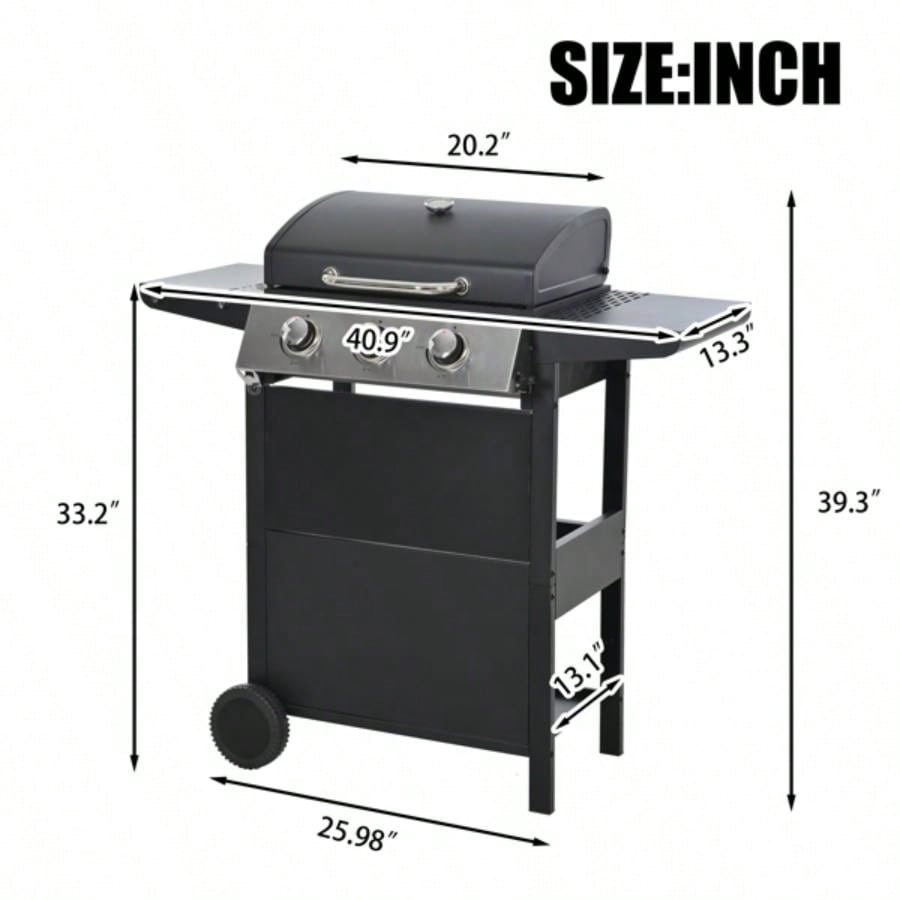 Propane Gas Grill 3 Barbecue Grill, Stainless Steel 26, 000 BTU Patio Garden Barbecue Grill with Two Shelves, Lid, Wheels and Bottle Opener