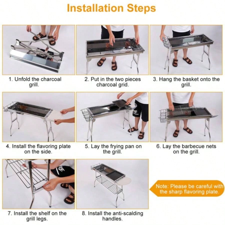 16.7x10x17.7in Portable Charcoal Grill Foldable BBQ Suitcase Grill Shelf Outdoor Camping Picnics Garden Grilling