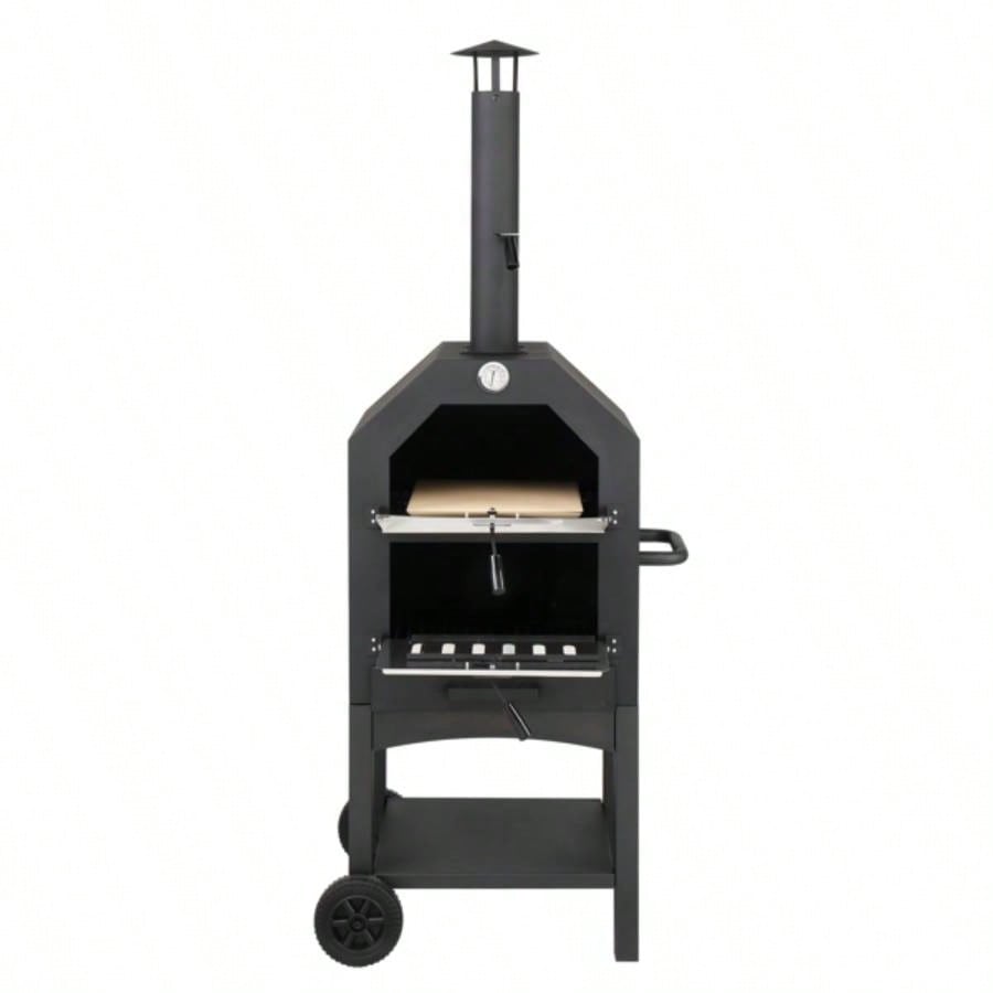Outdoor Wood Fired Pizza Oven with Pizza Stone, Pizza Peel, Grill Rack, Backyard and Camping