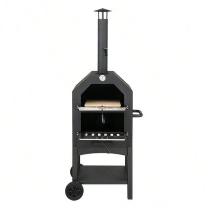 Outdoor Wood Fired Pizza Oven with Pizza Stone, Pizza Peel, Grill Rack, Backyard and Camping