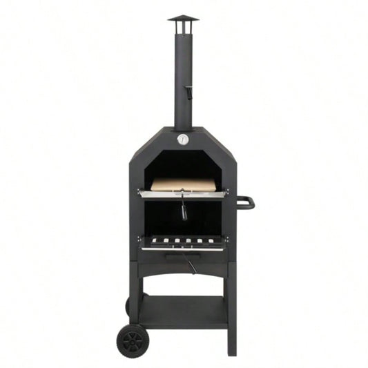 Outdoor Wood Fired Pizza Oven with Pizza Stone, Pizza Peel, Grill Rack, Backyard and Camping