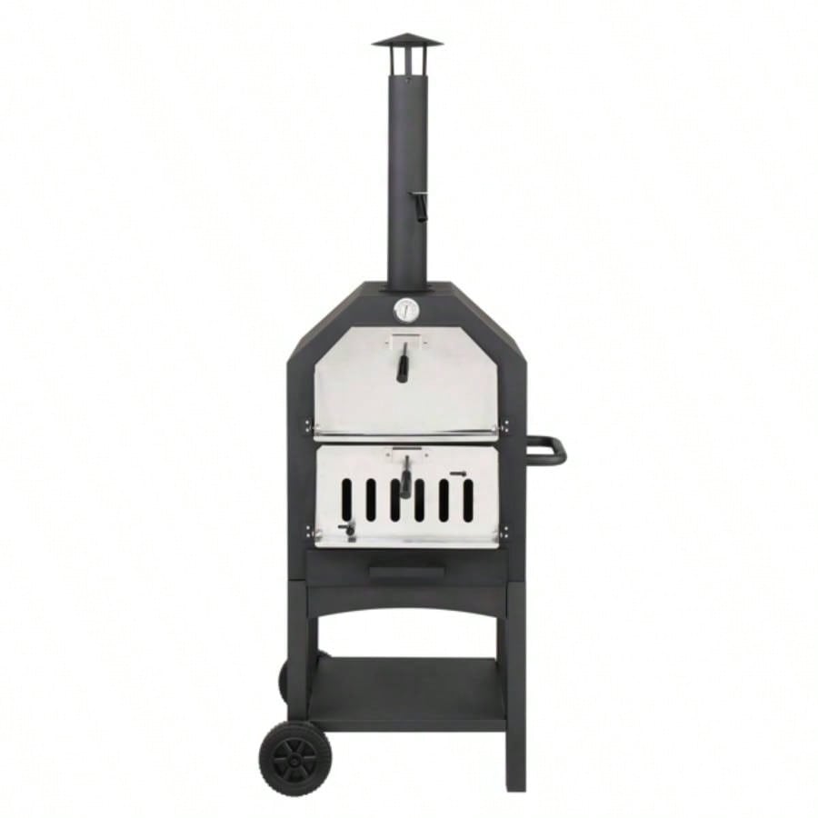 Outdoor Wood Fired Pizza Oven with Pizza Stone, Pizza Peel, Grill Rack, Backyard and Camping