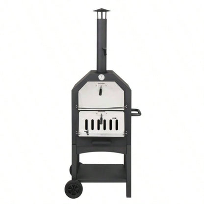 Outdoor Wood Fired Pizza Oven with Pizza Stone, Pizza Peel, Grill Rack, Backyard and Camping
