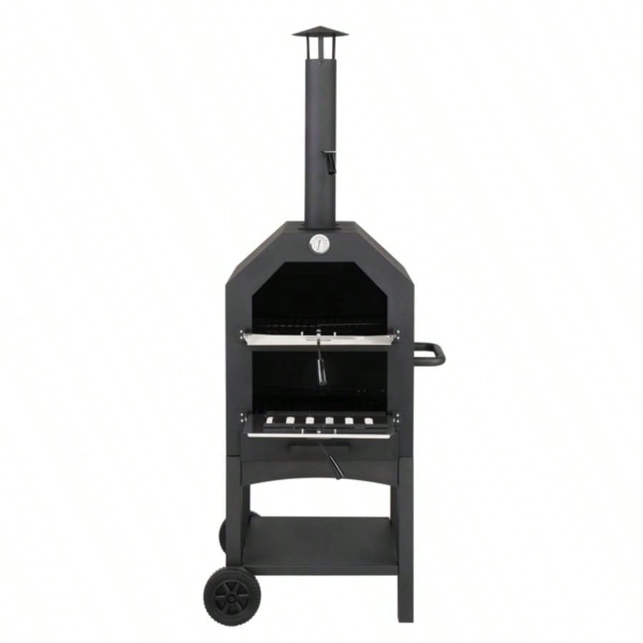 Outdoor Wood Fired Pizza Oven with Pizza Stone, Pizza Peel, Grill Rack, Backyard and Camping
